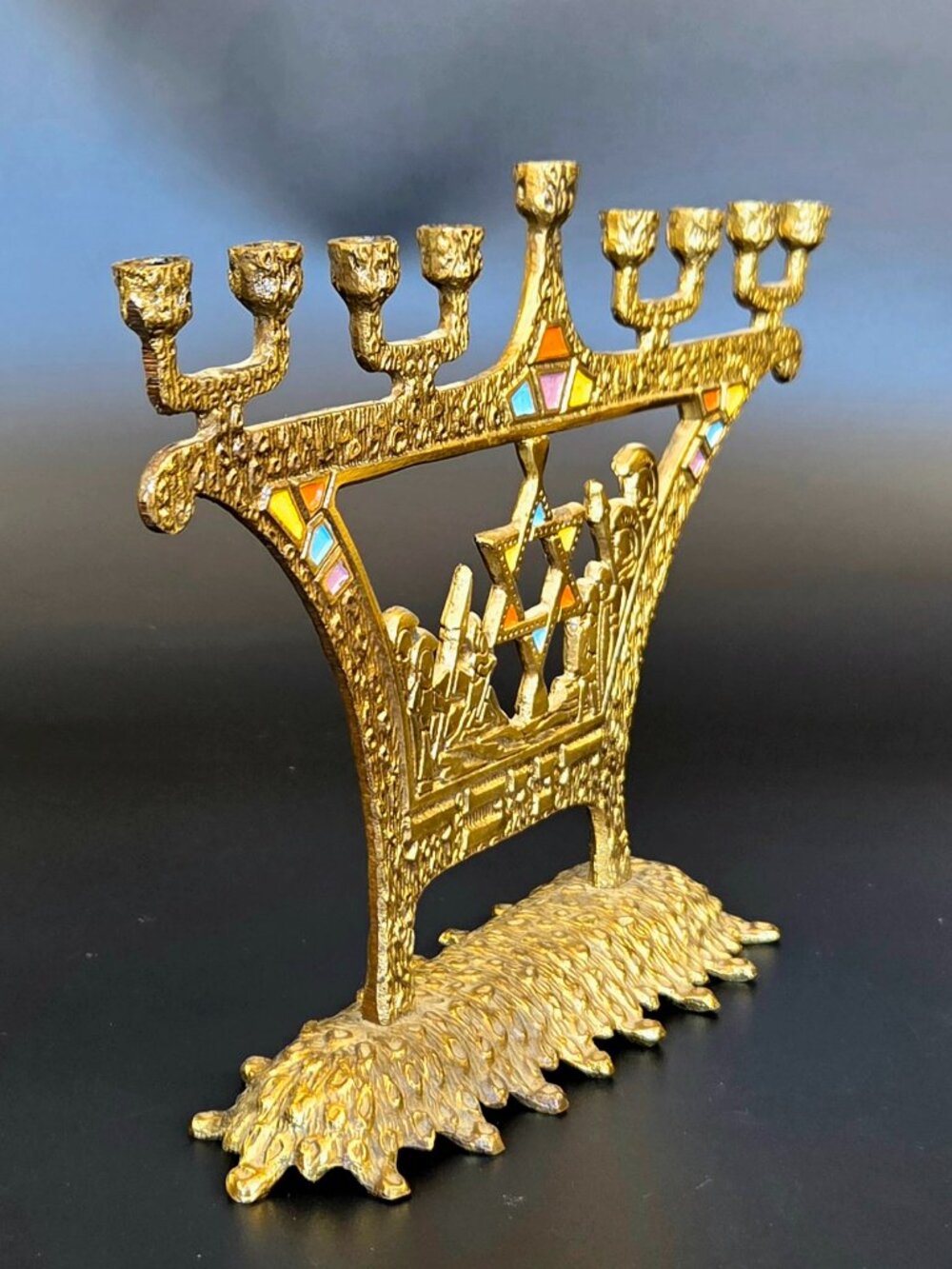 Vintage Brass Menorah – Israel – Judaica Candle Holder